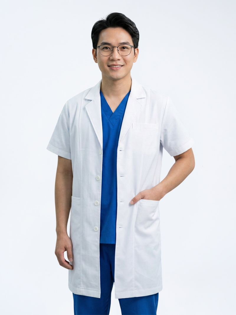 Áo blouse nam ngắn tay vải cotton lạnh cao cấp