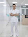 Áo blouse dược sĩ nam cộc tay viền xanh lá, Size M