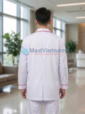 Áo blouse y tá, điều dưỡng nam dài tay màu trắng viền đỏ, Size M