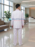 Áo blouse y tá, điều dưỡng nam dài tay màu trắng viền đỏ, Size M