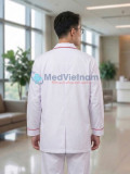 Áo blouse y tá, điều dưỡng nam dài tay màu trắng viền đỏ, Size M