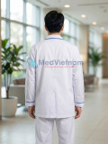  Áo blouse y tá, dược sỹ, điều dưỡng nam dài tay viền xanh dương, Size M