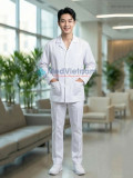 Áo blouse y tá, dược sỹ, điều dưỡng nam dài tay màu trắng trơn, Size M