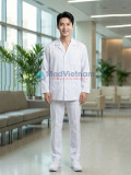 Áo blouse y tá, dược sỹ, điều dưỡng nam dài tay màu trắng trơn, Size M