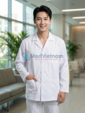 Áo blouse y tá, dược sỹ, điều dưỡng nam dài tay màu trắng trơn, Size M