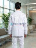 Áo blouse y tá, dược sỹ, điều dưỡng nam dài tay màu trắng trơn, Size M