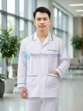 Áo blouse y tá, dược sỹ, điều dưỡng nam dài tay viền xanh lá , Size M