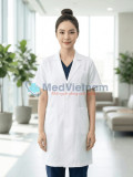 Áo blouse bác sĩ nữ ngắn tay thiết kế cổ vest , Size M