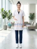 Áo blouse bác sĩ nữ ngắn tay thiết kế cổ vest , Size M