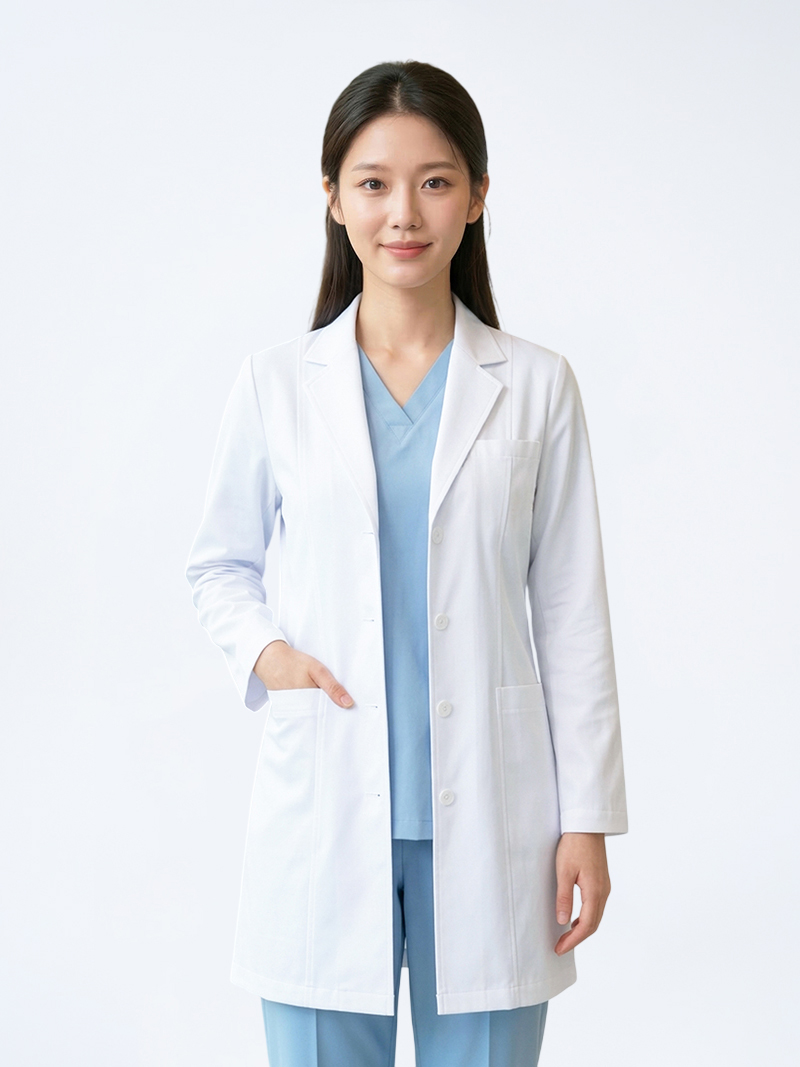 Áo blouse bác sĩ nữ dài tay vải cotton lạnh thoáng khí, siêu bền