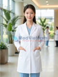 Áo blouse bác sĩ nữ dài tay vải cotton lạnh thoáng khí, siêu bền, Size M