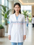 Áo blouse bác sĩ nữ dài tay vải cotton lạnh thoáng khí, siêu bền, Size M