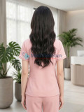 Đồng phục spa nữ màu hồng phấn vải cotton cao cấp, thiết kế thanh lịch, Size M