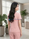 Đồng phục spa nữ màu hồng phấn vải cotton cao cấp, thiết kế thanh lịch, Size M