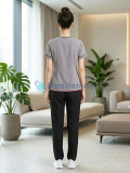Đồng phục spa nữ màu xám viền đen vải cotton, thiết kế chuyên nghiệp, Size M