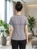 Đồng phục spa nữ màu xám viền đen vải cotton, thiết kế chuyên nghiệp, Size M