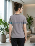 Đồng phục spa nữ màu xám viền đen vải cotton, thiết kế chuyên nghiệp, Size M