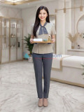 Đồng phục spa nữ cao cấp phối nơ cổ vải cotton mềm mại, Size M
