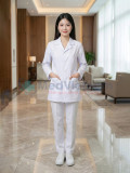 Áo blouse nữ dáng ngắn thiết kế dài tay màu trắng, Size M