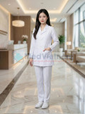 Áo blouse nữ dáng ngắn thiết kế dài tay màu trắng, Size M