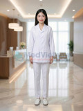 Áo blouse nữ dáng ngắn thiết kế dài tay màu trắng, Size M