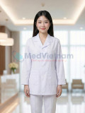 Áo blouse nữ dáng ngắn thiết kế dài tay màu trắng, Size M