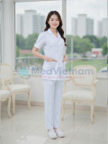Đồng phục y tá, điều dưỡng nữ màu trắng thiết kế cộc tay, Size M