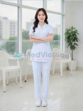 Đồng phục y tá, điều dưỡng nữ màu trắng thiết kế cộc tay, Size M