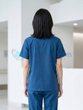 Bộ quần áo scrubs cổ tim cho nữ màu xanh navy, Size M - Vải Lon Mỹ