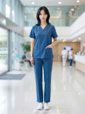 Bộ quần áo scrubs cổ tim cho nữ màu xanh navy, Size M - Vải Lon Mỹ