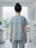 Bộ scrubs cổ tim màu ghi xám thoáng mát, bền màu, Size M