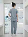Bộ scrubs cổ tim màu ghi xám thoáng mát, bền màu, Size M