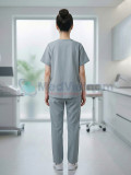 Bộ scrubs cổ tim màu ghi xám thoáng mát, bền màu, Size M