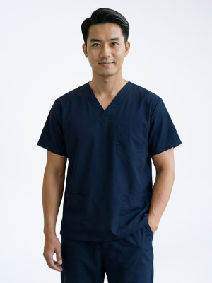 Bộ quần áo scrubs cổ tim cho nam, chất liệu siêu bền