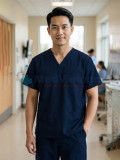 Bộ quần áo scrubs cổ tim cho nam, chất liệu siêu bền, Size M - Vải Lon Mỹ