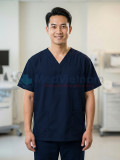 Bộ quần áo scrubs cổ tim cho nam, chất liệu siêu bền, Size M - Vải Lon Mỹ