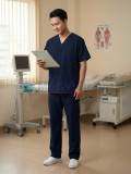 Bộ quần áo scrubs cổ tim cho nam, chất liệu siêu bền, Size M - Vải Lon Mỹ