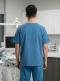 Bộ quần áo scrubs nam cao cấp màu xanh dương, Size M - Vải Cotton lạnh