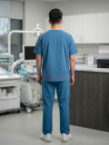 Bộ quần áo scrubs nam cao cấp màu xanh dương, Size M - Vải Cotton lạnh