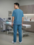 Bộ quần áo scrubs nam cao cấp màu xanh dương, Size M - Vải Cotton lạnh