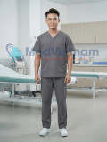 Bộ scrubs cho nam màu ghi xám chuẩn form, không phai màu, Size M - Vải Lon Mỹ