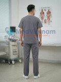 Bộ scrubs cho nam màu ghi xám chuẩn form, không phai màu, Size M - Vải Lon Mỹ