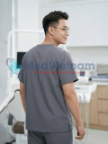 Bộ scrubs cho nam màu ghi xám chuẩn form, không phai màu, Size M - Vải Lon Mỹ