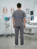 Bộ scrubs cho nam màu ghi xám chuẩn form, không phai màu, Size M - Vải Lon Mỹ