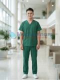 Bộ scrubs cho nam màu xanh lá siêu bền, thoáng mát, Size M - Vải Lon Mỹ