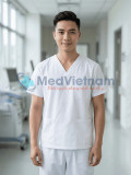 Bộ scrubs cho nam màu trắng chuyên nghiệp, Size M - Vải Lon Mỹ