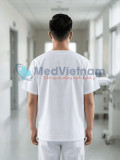 Bộ scrubs cho nam màu trắng chuyên nghiệp, Size M - Vải Lon Mỹ