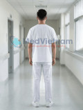 Bộ scrubs cho nam màu trắng chuyên nghiệp, Size M - Vải Lon Mỹ