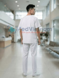 Bộ scrubs cho nam màu trắng chuyên nghiệp, Size M - Vải Lon Mỹ
