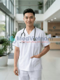 Bộ scrubs cho nam màu trắng chuyên nghiệp, Size M - Vải Lon Mỹ